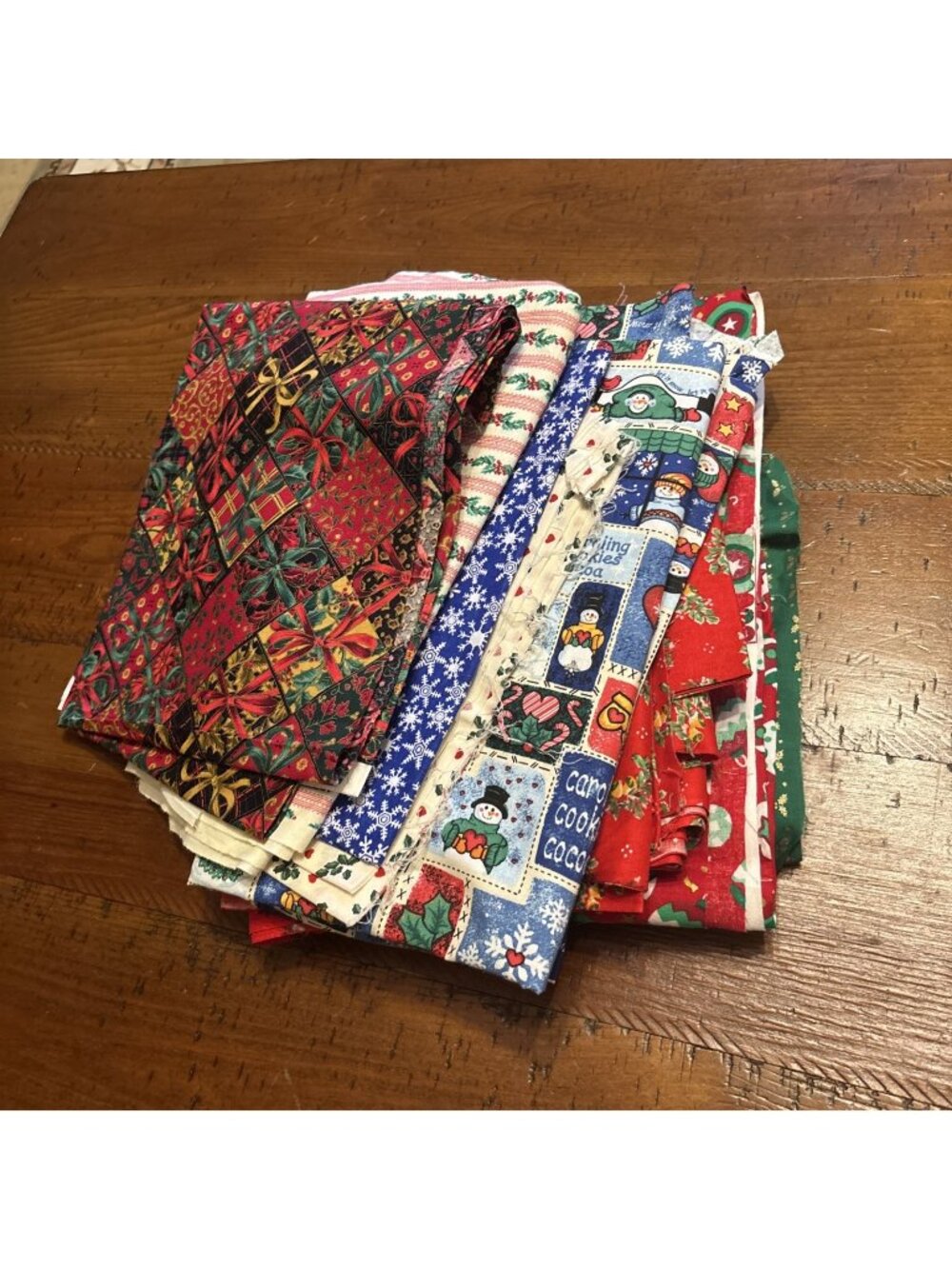 Vintage Christmas Material Many Individual Yards 3 Pounds
